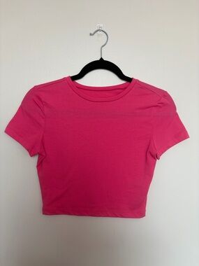 wild fable Hot Pink Short Sleeve Crop Top